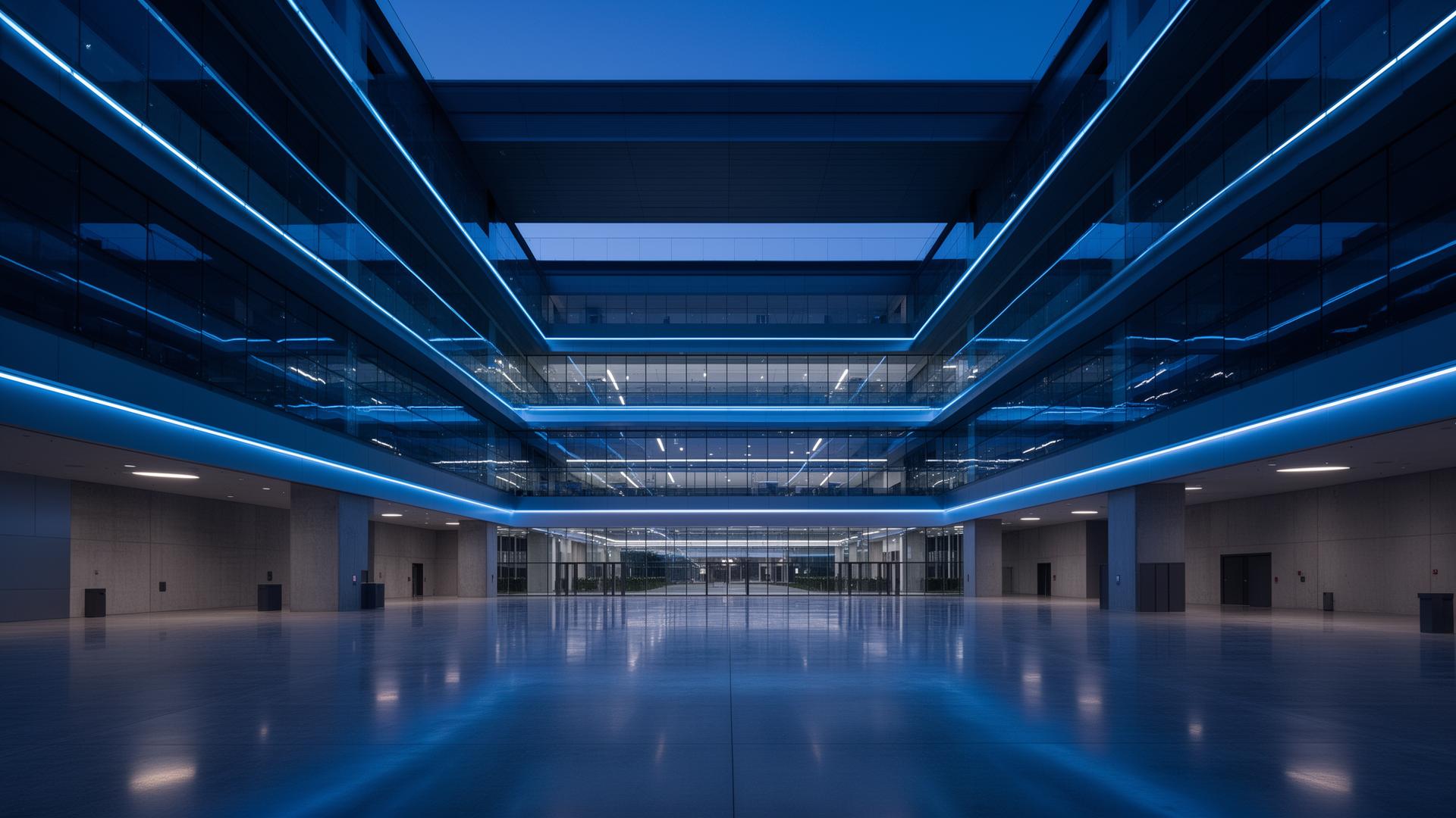 TREDIC laboratory atrium at twilight